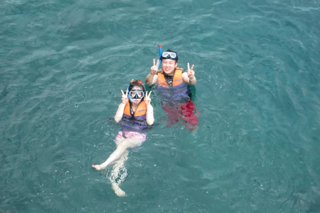 Koreans enjoying their snorkeling trip at Puka Beach Boracay