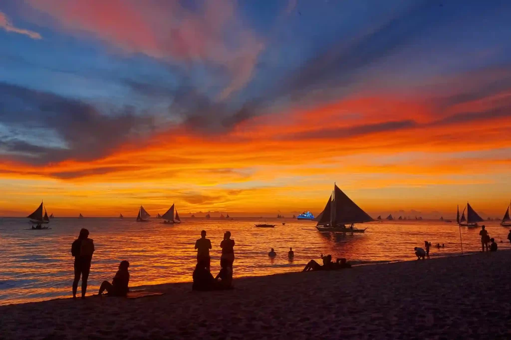 Sunset in Boracay Island with different hues