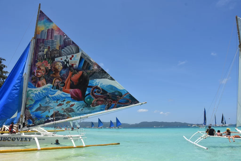 Paraw at the calm waters of Boracay Island