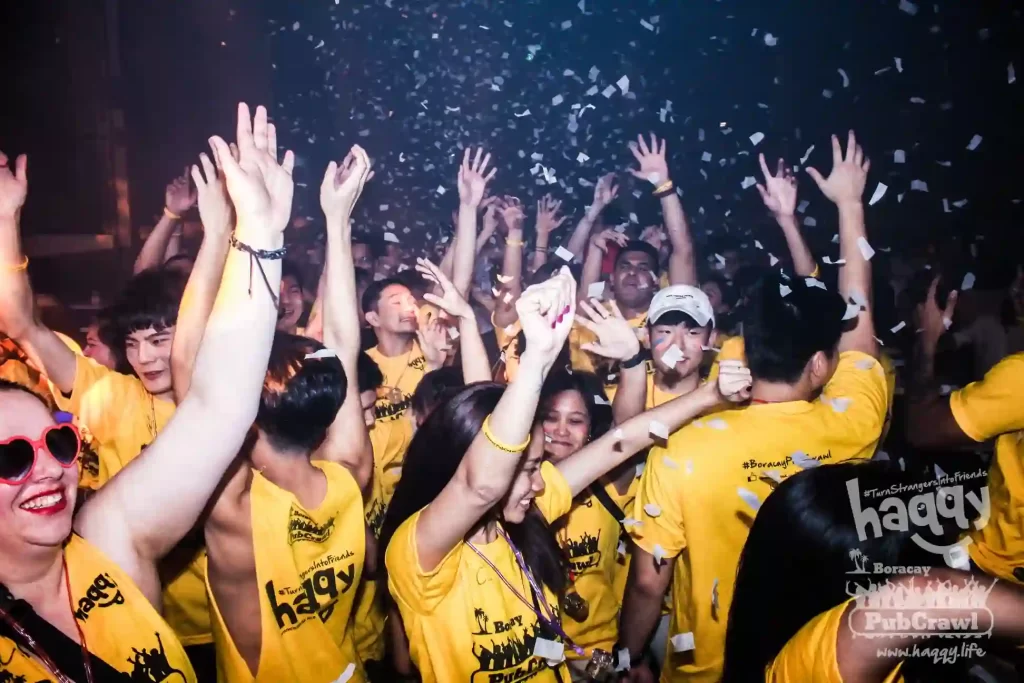 Pub Crawl participants enjoying the Boracay Nightlife