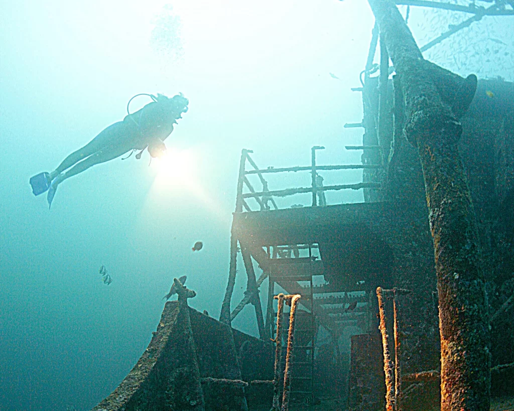 a diver at Boracay Shipwreck