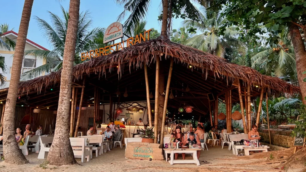 Beach side of Dinibeach at sunset