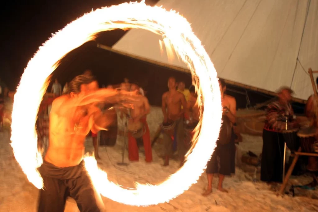 a fire dance performance at Boracay Front Beach