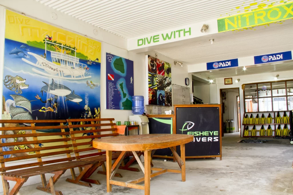 Reception area of Fish Eye Diver Center