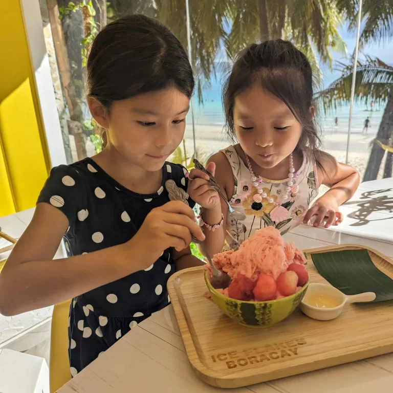 Kids enjoying over Ice Flakes Boracay