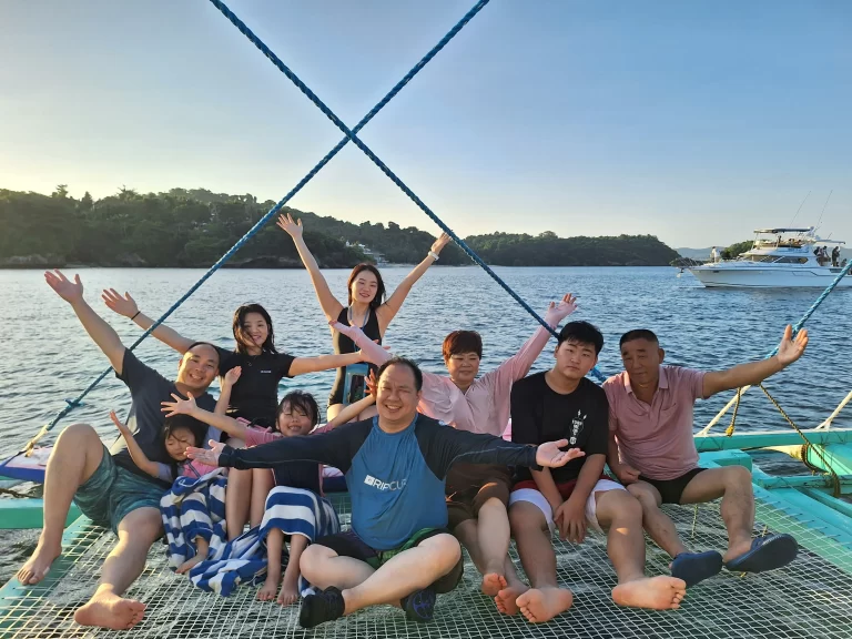 kids with their parents enjoying water activities