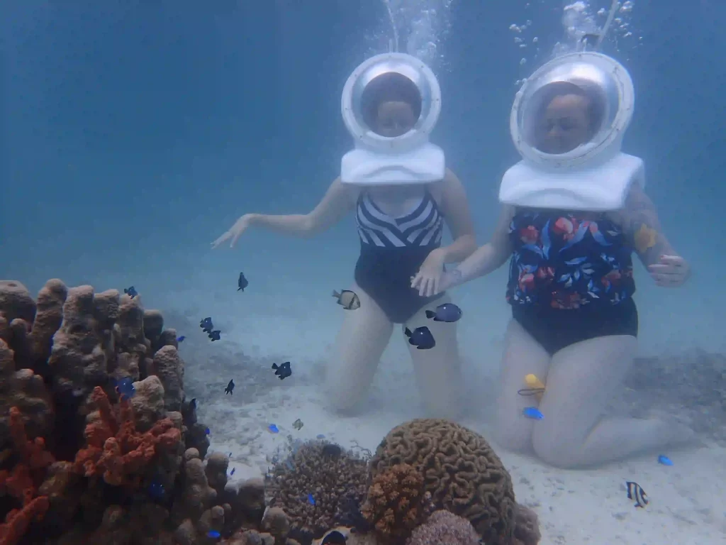 Two guests enjoying Boracay Helmet Diving