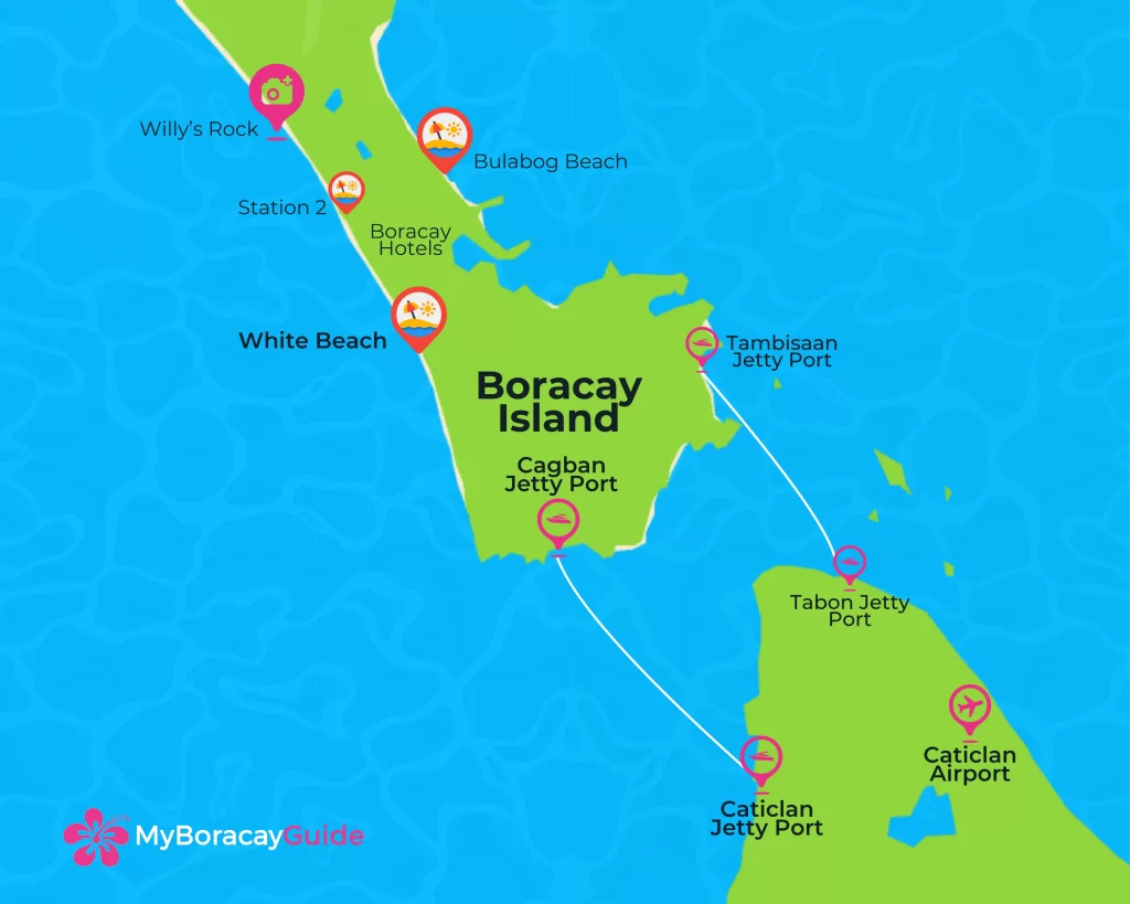 Caticlan to Boracay Map