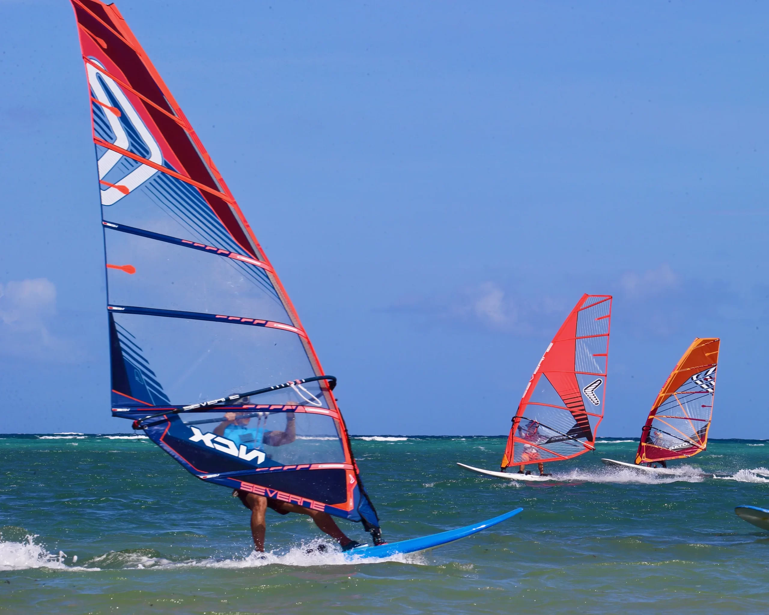 Kitesurfers riding steady winds at Bulabog Beach Boracay